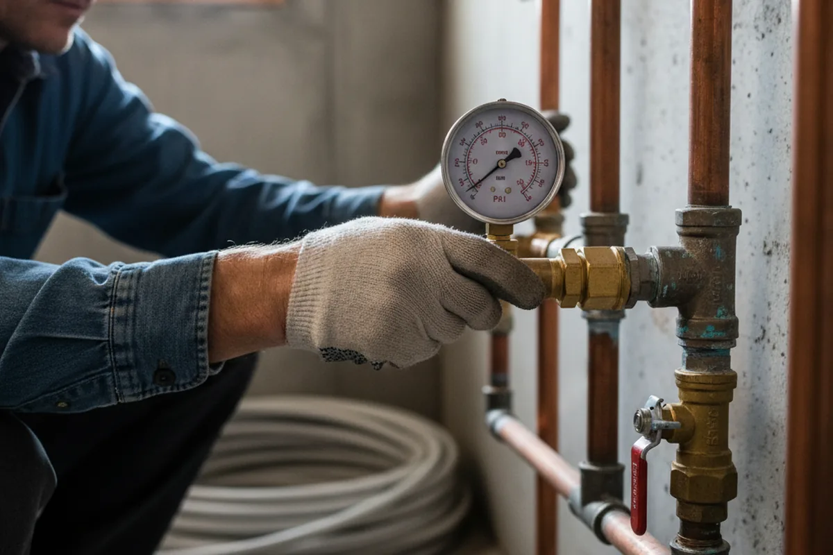 Pressure testing a repaired line during Water Line Repair in Santee